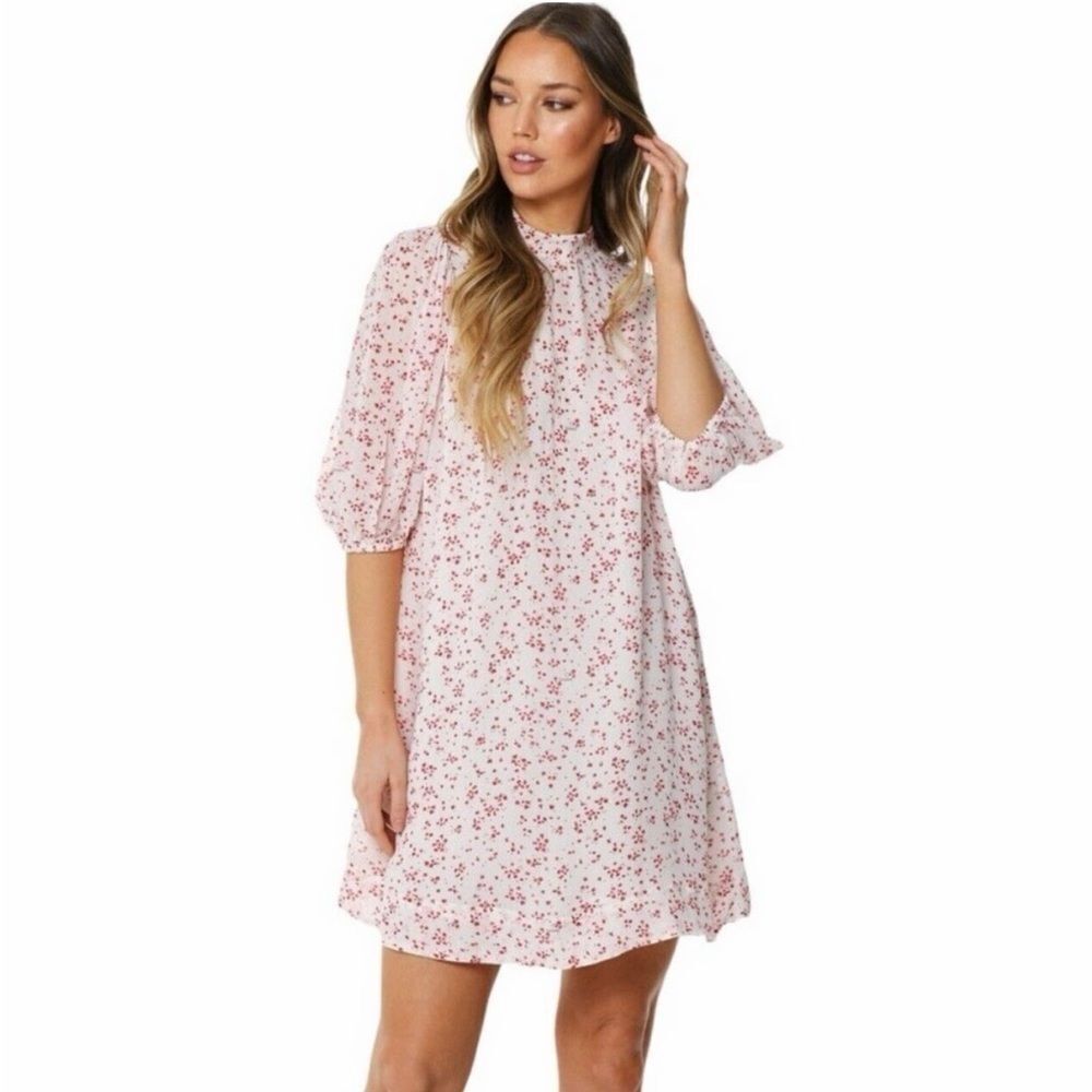 Ganni Floral Print Georgette Mini Dress sz 40